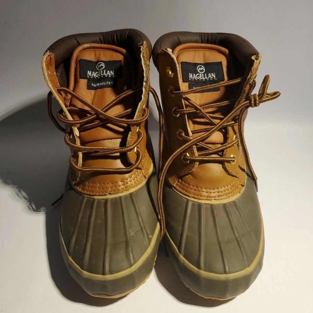 Magellan Thermolite Outdoors Brown Leather Duck Boots High Top Mens